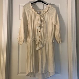 Faithfull the Brand Cream Gauze Cinched Waist Drees - Size Large